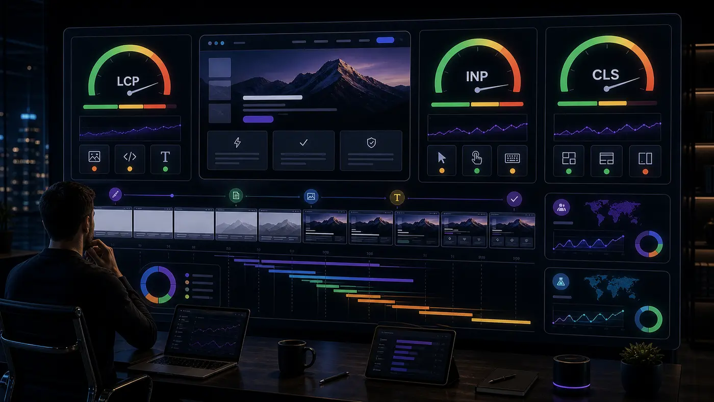 Diagnostic Core Web Vitals LCP INP CLS et blocages performance