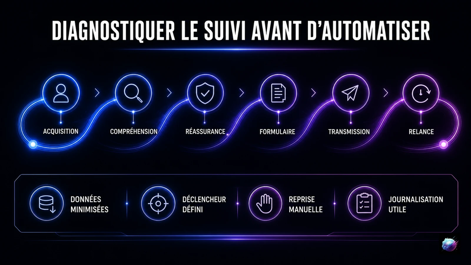 Parcours du contact jusqu’à la relance pour localiser la rupture