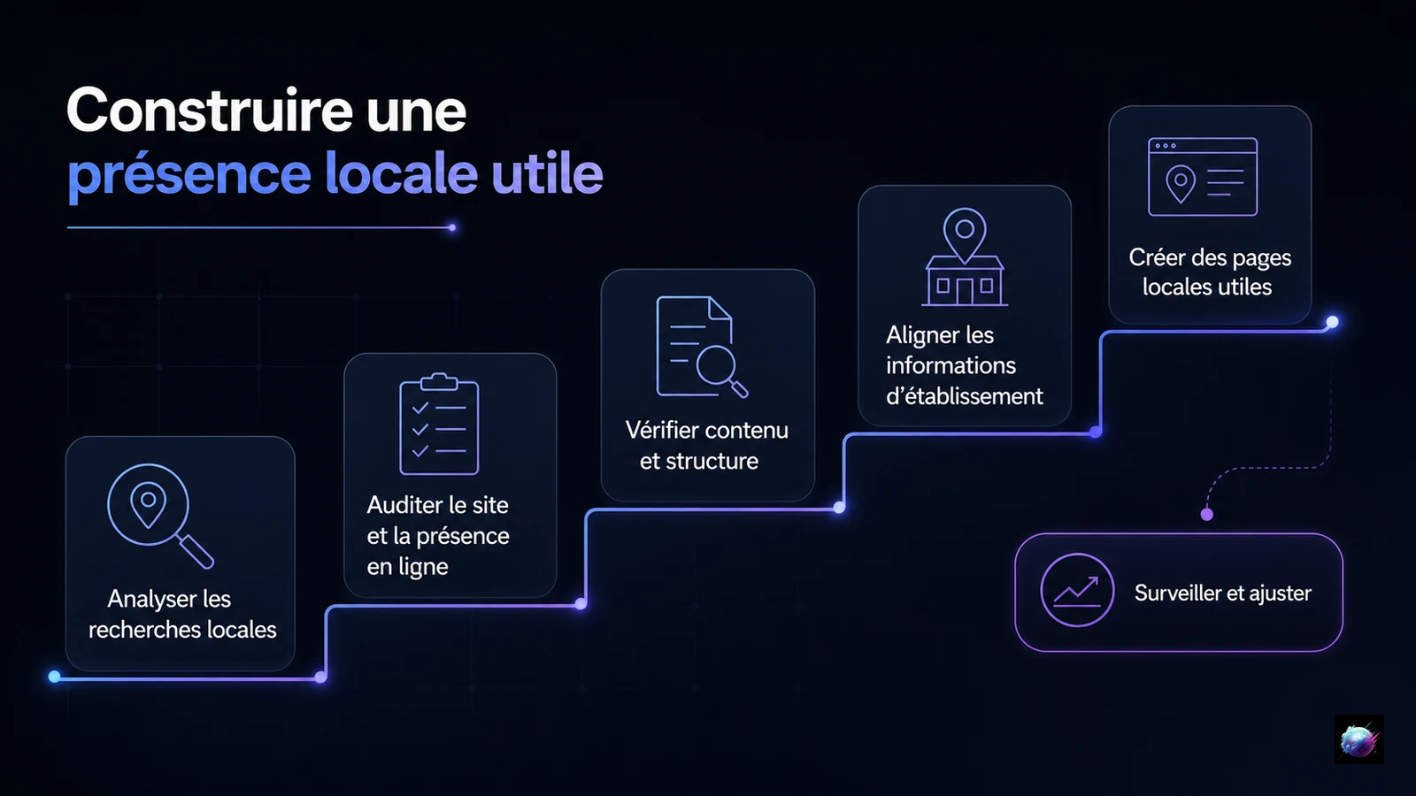 Progression pour construire une présence locale utile