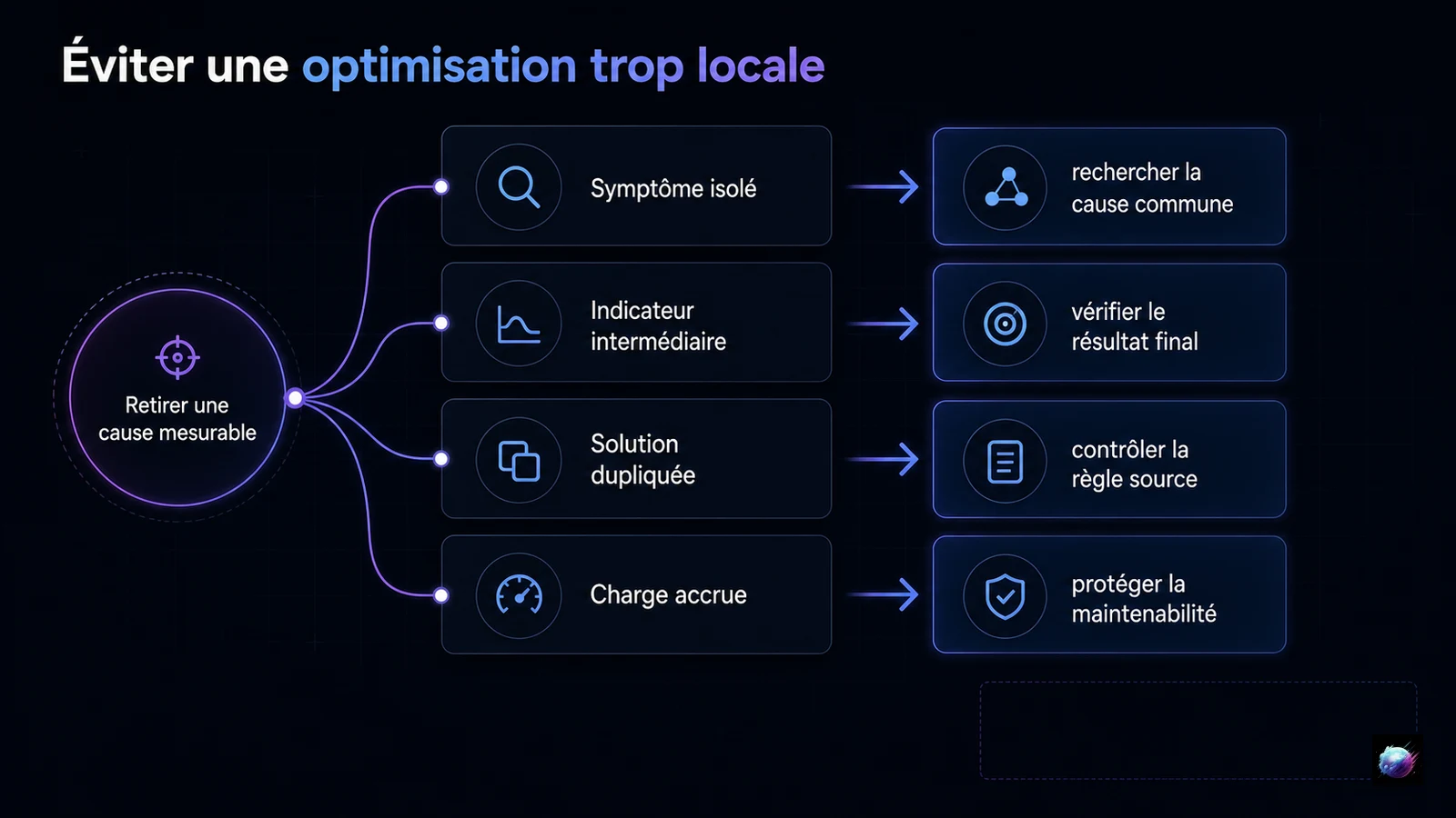 Infographie des corrections à appliquer lorsqu'une optimisation de contenu est trop locale