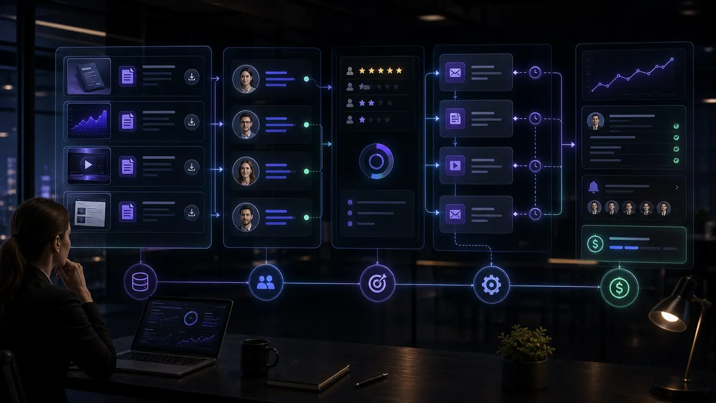 Connexion entre contenu B2B CRM lead scoring et nurturing
